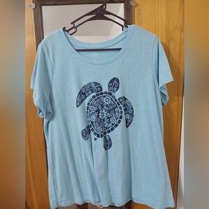 Blue T-Shirt with Turtle Design